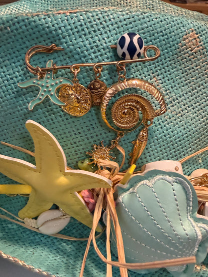 Blu Coconut Coastal Crab Fedora 🌊🌺🦀