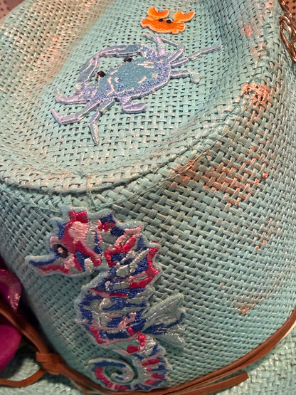 Blu Coconut Coastal Crab Fedora 🌊🌺🦀