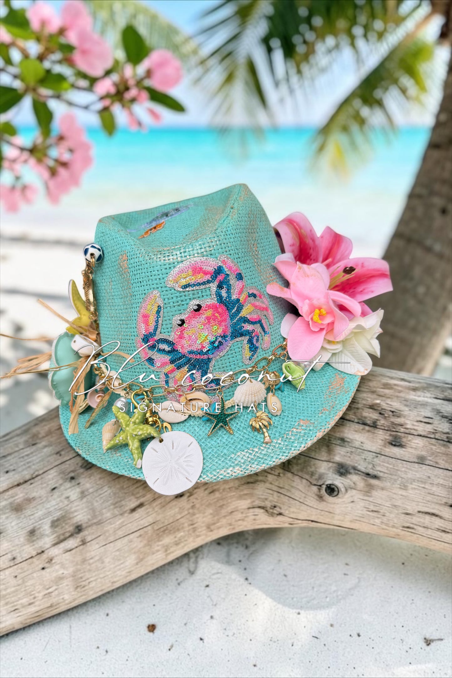 Blu Coconut Coastal Crab Fedora 🌊🌺🦀