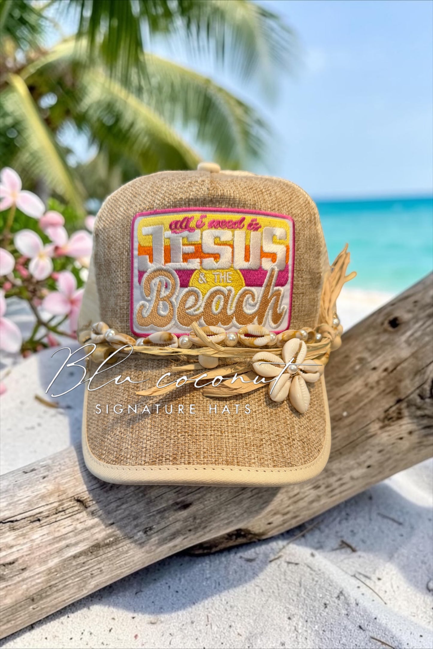 🌊🙏 All I Need Is JESUS & The Beach – Blu Coconut Signature Trucker Hat! 🙏🌊
