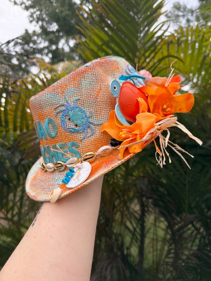 🌊🧡 Blu Coconut Ciao Beaches! Hand-Painted Straw Fedora