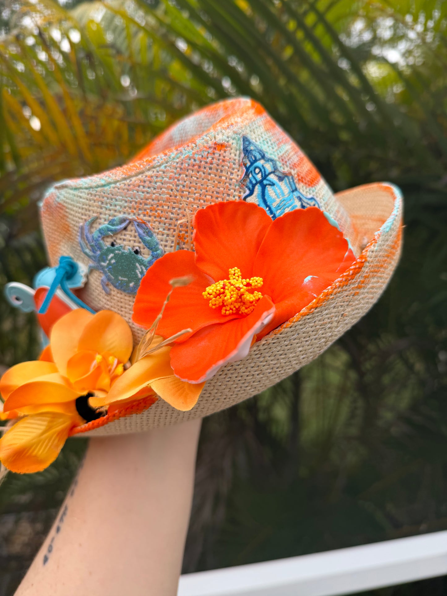 🌊🧡 Blu Coconut Ciao Beaches! Hand-Painted Straw Fedora