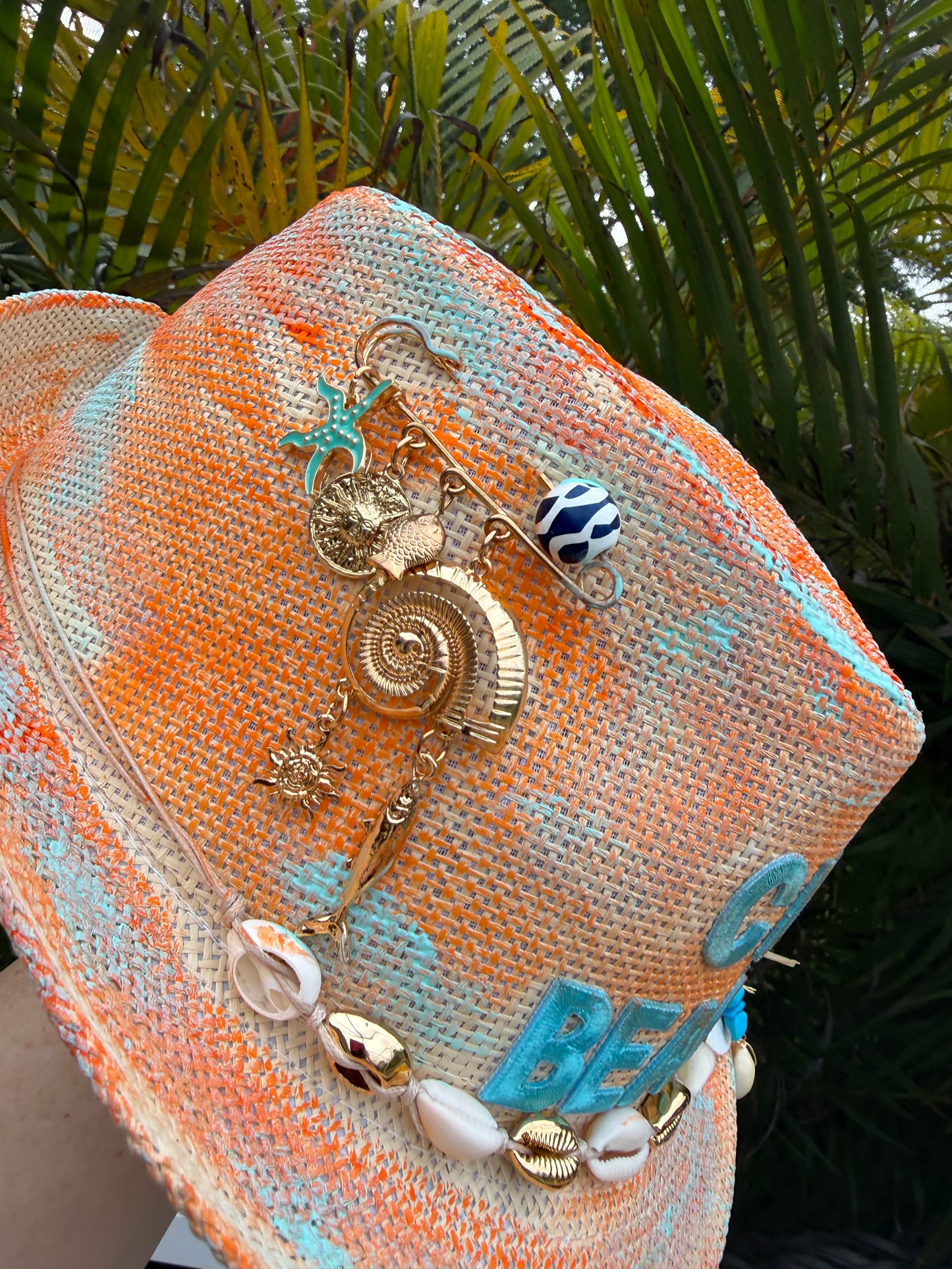 🌊🧡 Blu Coconut Ciao Beaches! Hand-Painted Straw Fedora
