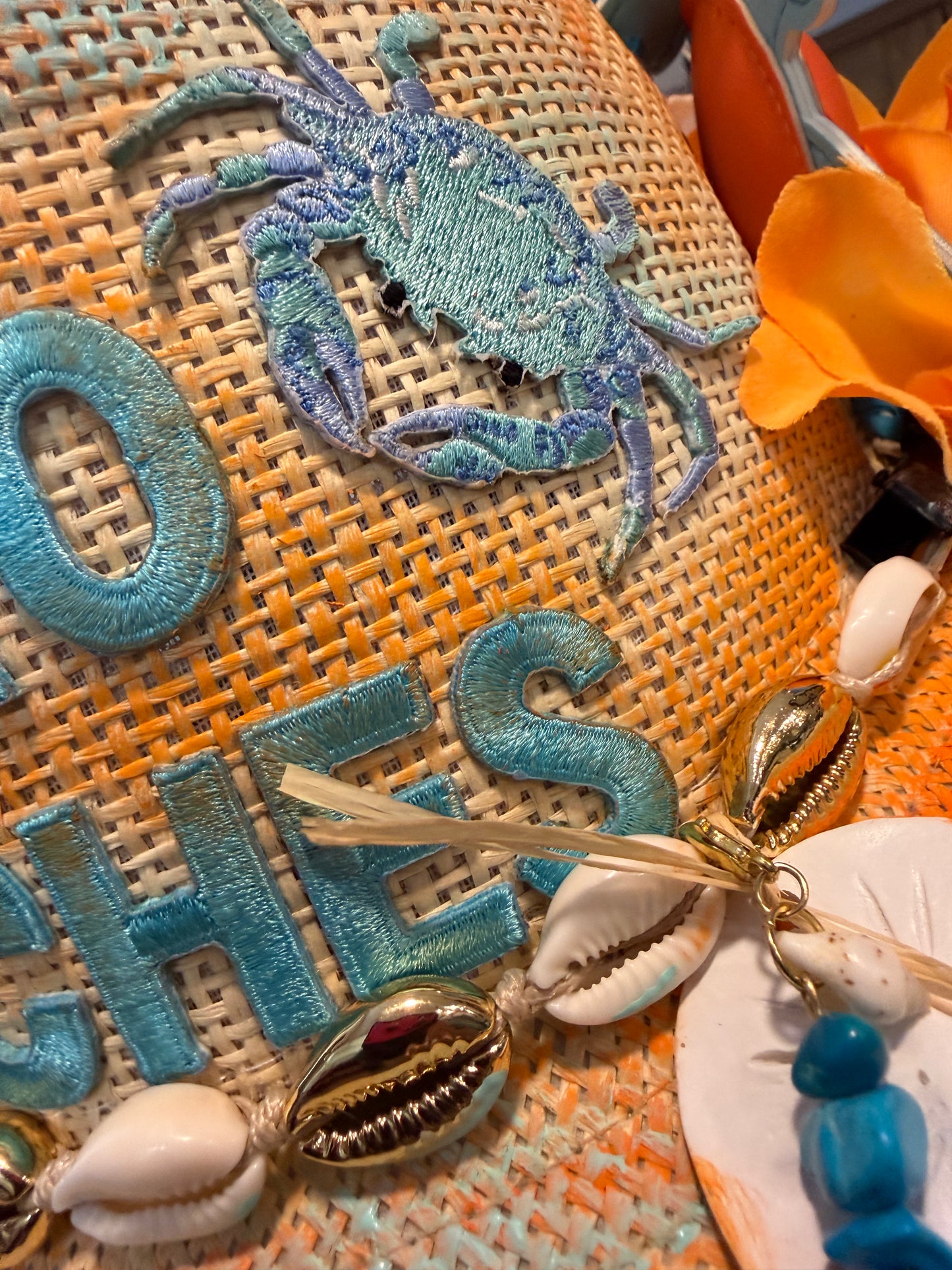 🌊🧡 Blu Coconut Ciao Beaches! Hand-Painted Straw Fedora