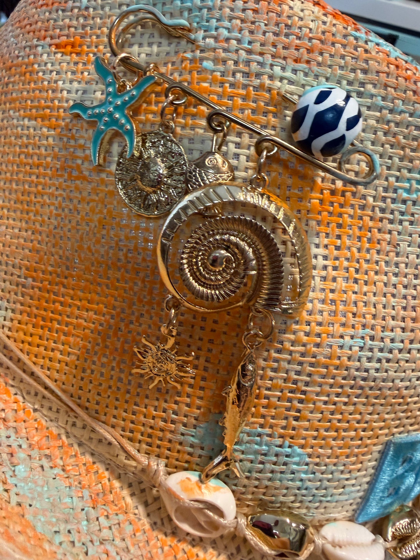 🌊🧡 Blu Coconut Ciao Beaches! Hand-Painted Straw Fedora