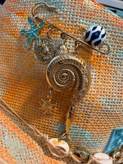 🌊🧡 Blu Coconut Ciao Beaches! Hand-Painted Straw Fedora