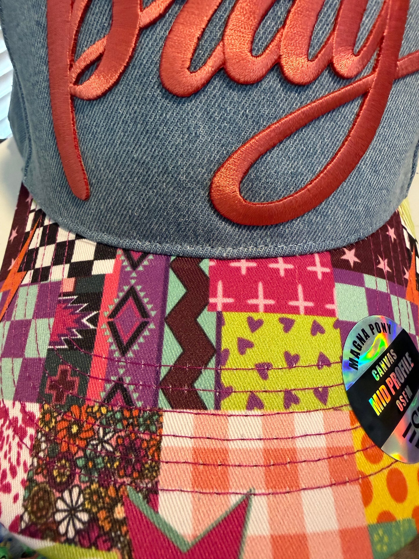 Blu Coconut Pray Denim Canvas Pony Hat