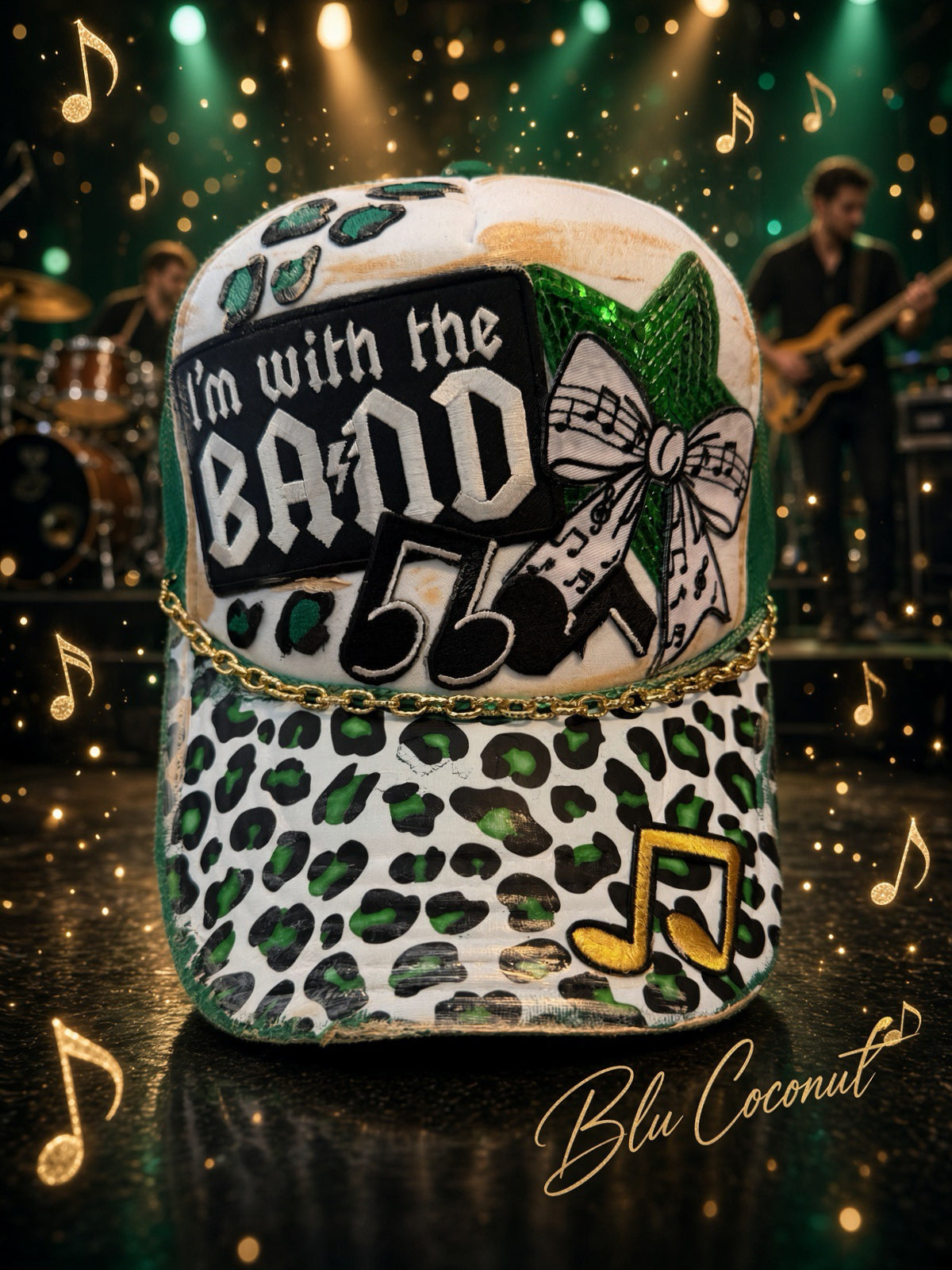 Blu Coconut Green Band Trucker Hat