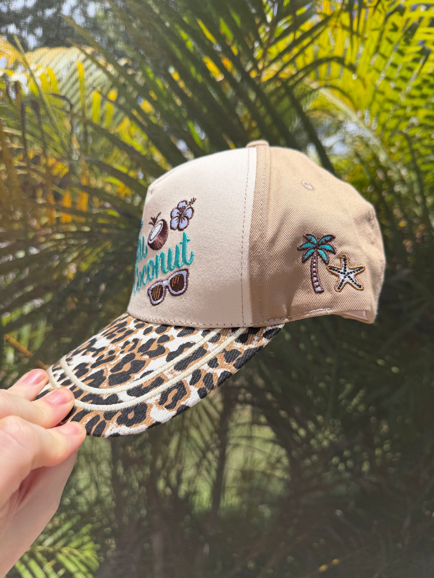 Blu Coconut Embroidered Canvas Mid-Profile Snapback! 🥥