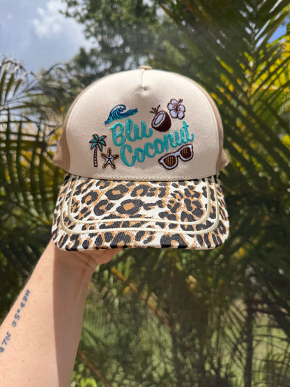 Blu Coconut Embroidered Canvas Mid-Profile Snapback! 🥥
