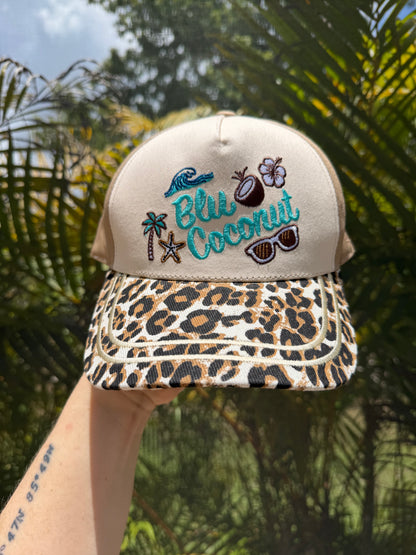 Blu Coconut Embroidered Canvas Mid-Profile Snapback! 🥥