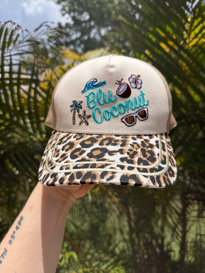 Blu Coconut Embroidered Canvas Mid-Profile Snapback! 🥥