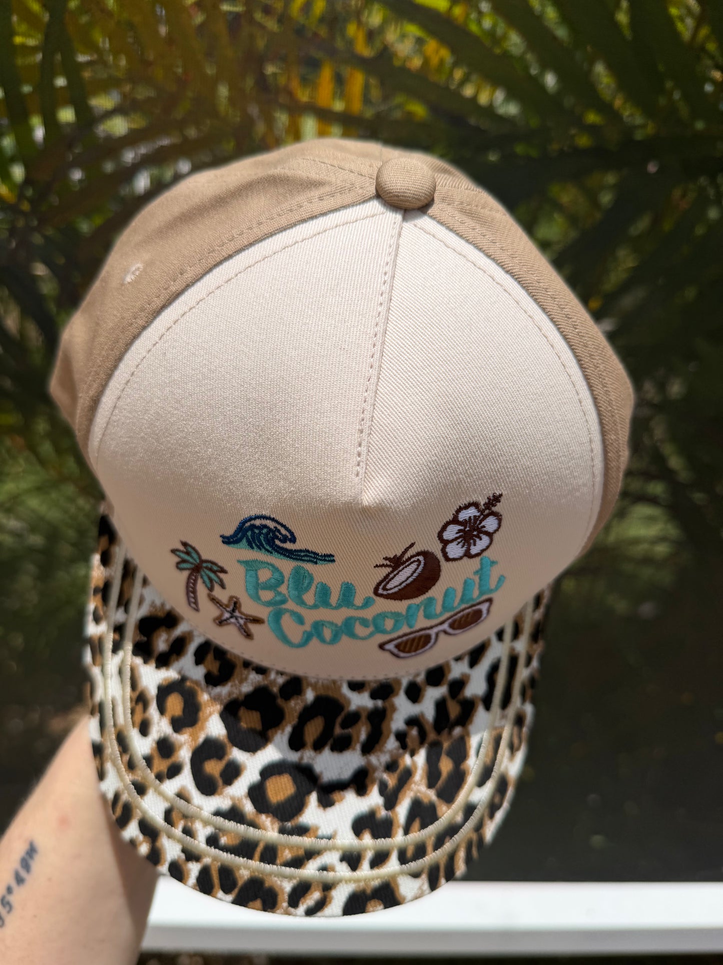 Blu Coconut Embroidered Canvas Mid-Profile Snapback! 🥥