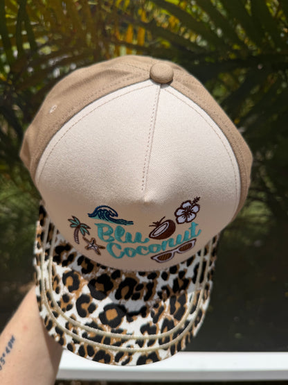 Blu Coconut Embroidered Canvas Mid-Profile Snapback! 🥥
