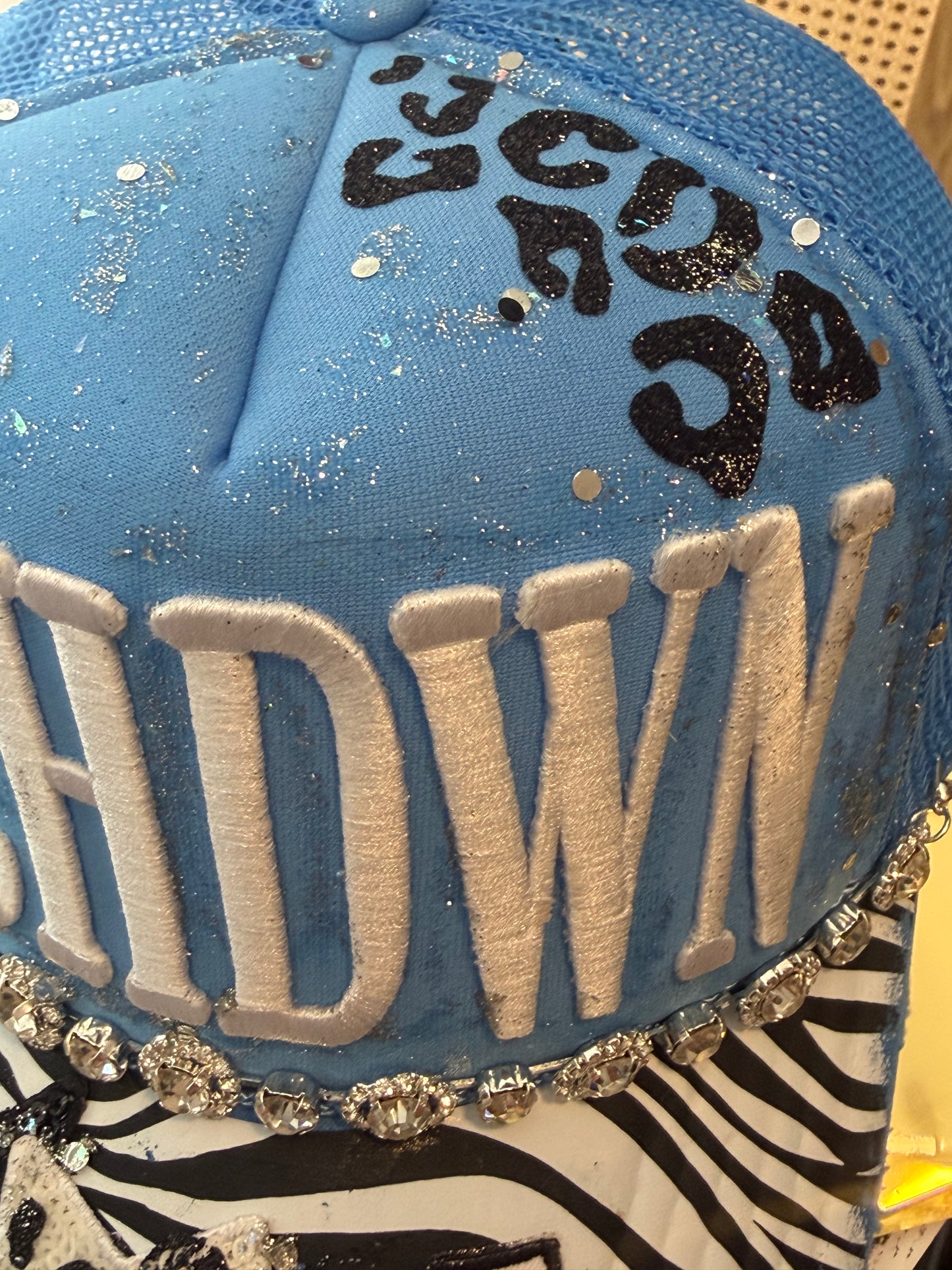 Blu Coconut Blue, white and Black Football Trucker Hat