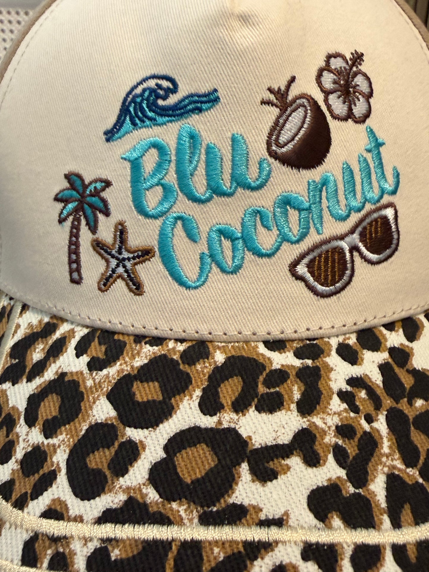 Blu Coconut Embroidered Canvas Mid-Profile Snapback! 🥥