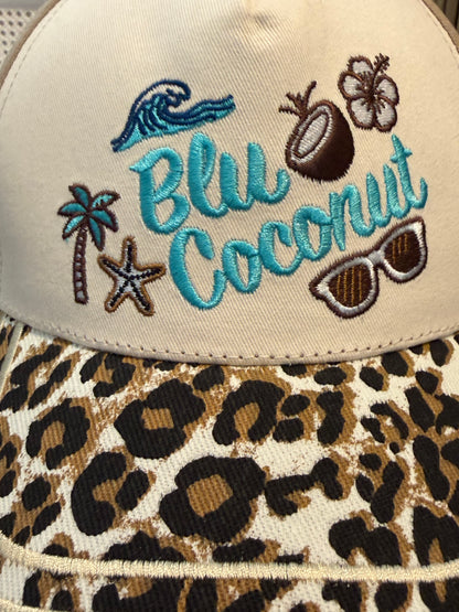 Blu Coconut Embroidered Canvas Mid-Profile Snapback! 🥥