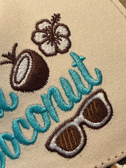 Blu Coconut Embroidered Canvas Mid-Profile Snapback! 🥥