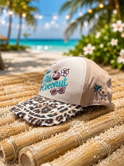 Blu Coconut Embroidered Canvas Mid-Profile Snapback! 🥥