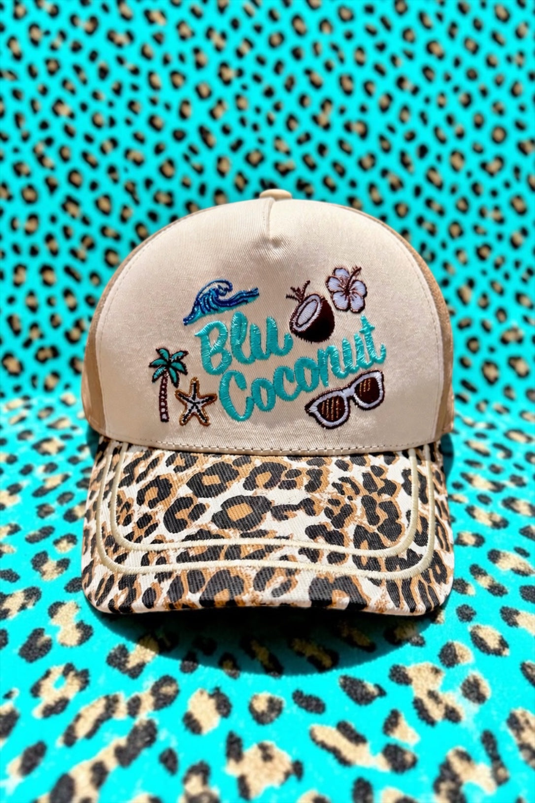 Blu Coconut Embroidered Canvas Mid-Profile Snapback! 🥥