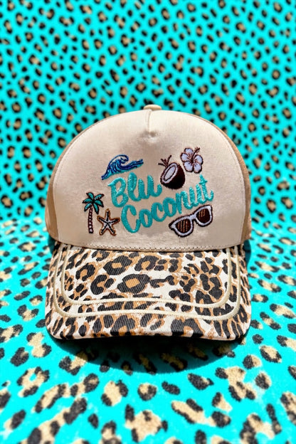 Blu Coconut Embroidered Canvas Mid-Profile Snapback! 🥥