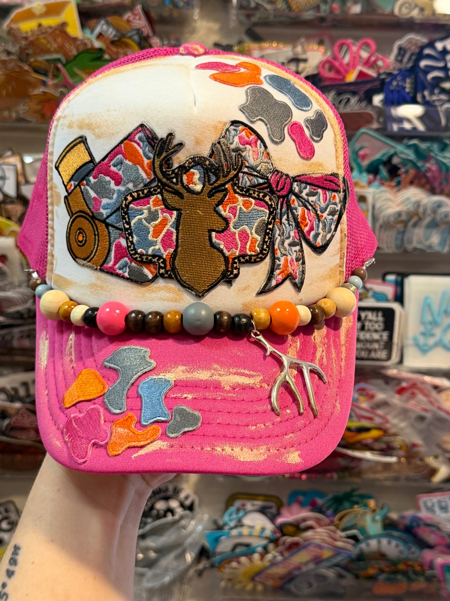Blu Coconut Hot Pink Deer Hunting Trucker Hat