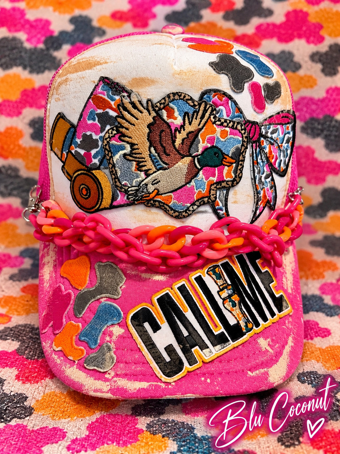 Blu Coconut Hot Pink Duck Hunting Trucker Hat