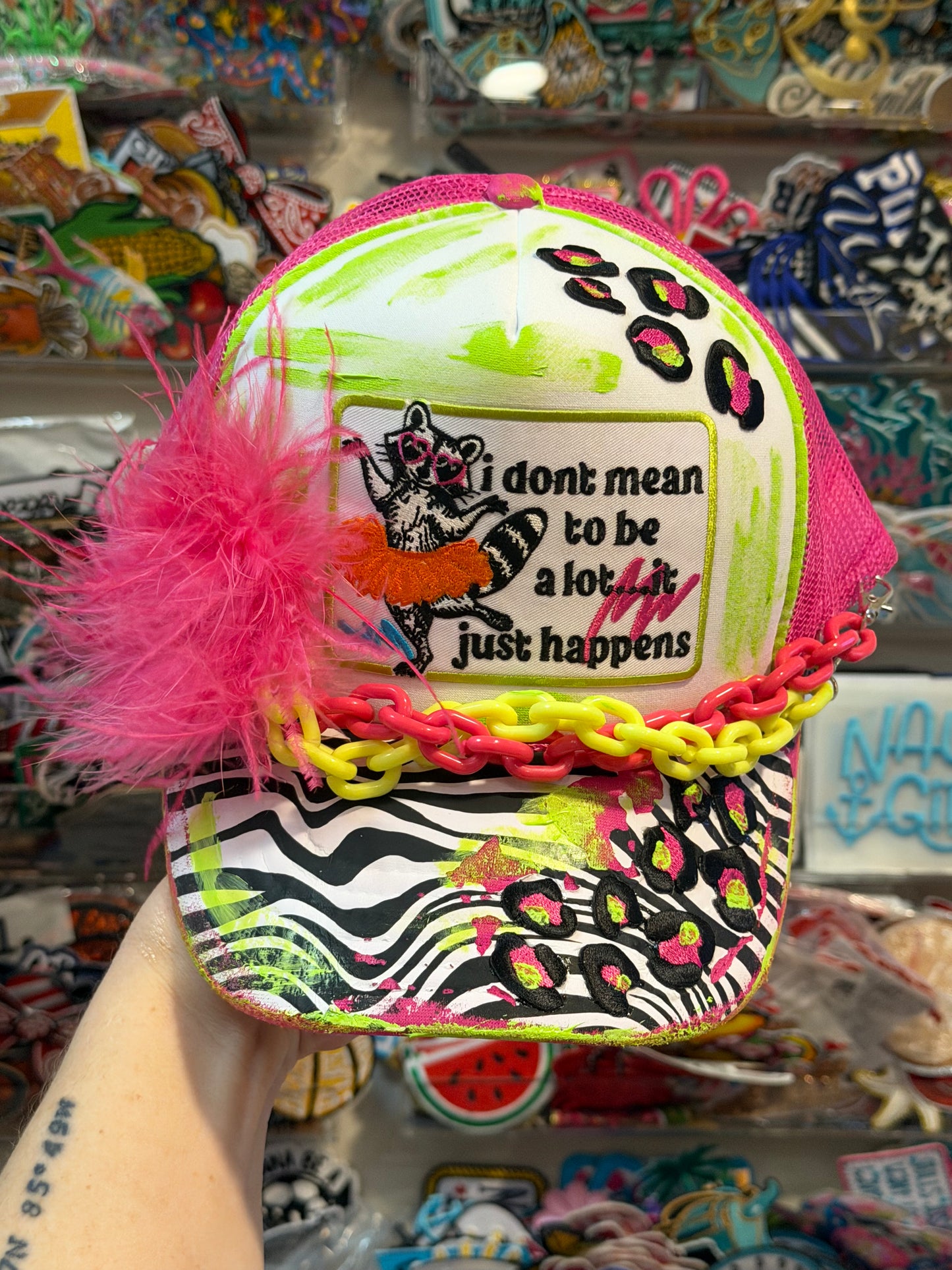Blu Coconut Hot Pink Raccoon Trucker Hat