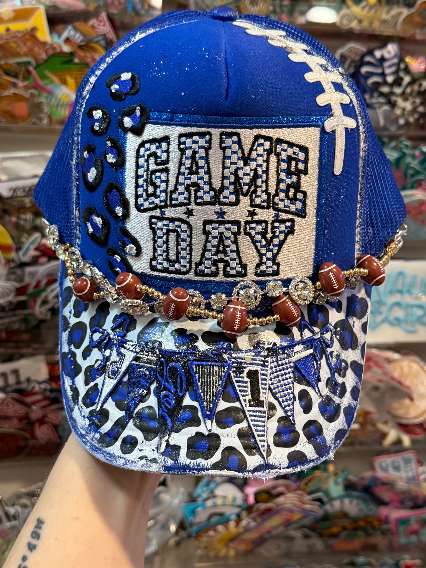 Blu Coconut Royal Blue & White Football Trucker Hat
