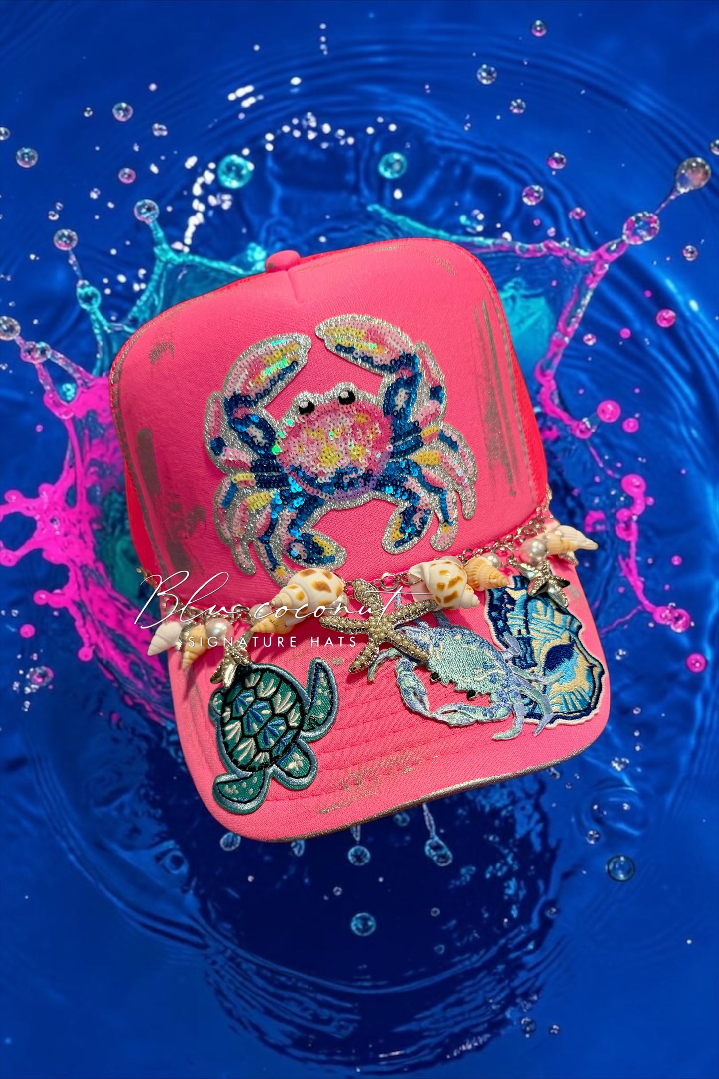 Blu Coconut Neon Crab Queen Trucker Hat