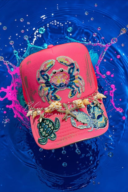 Blu Coconut Neon Crab Queen Trucker Hat