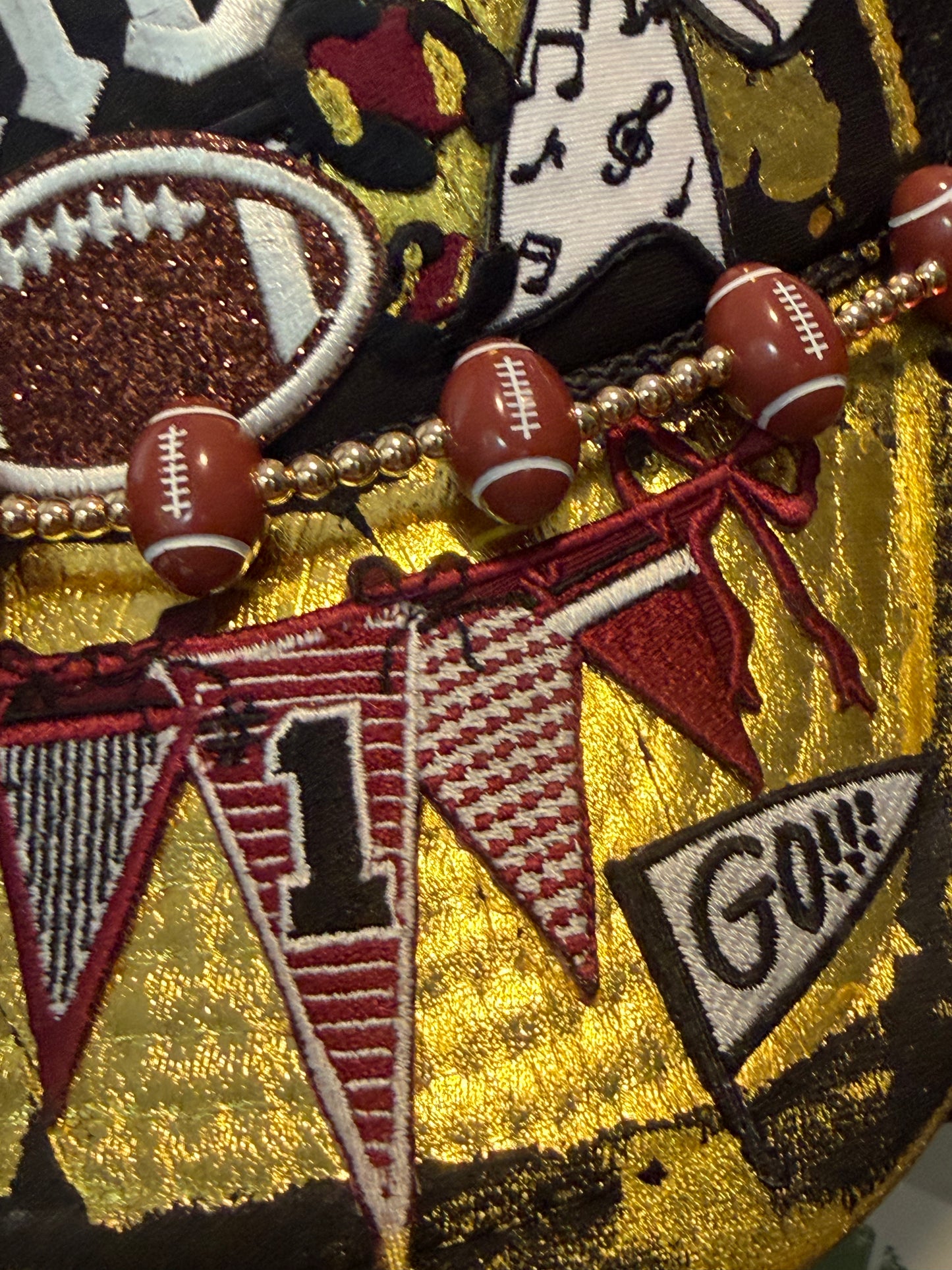 Blu Coconut Black Gold and Burgundy Football & Band Trucker Hat