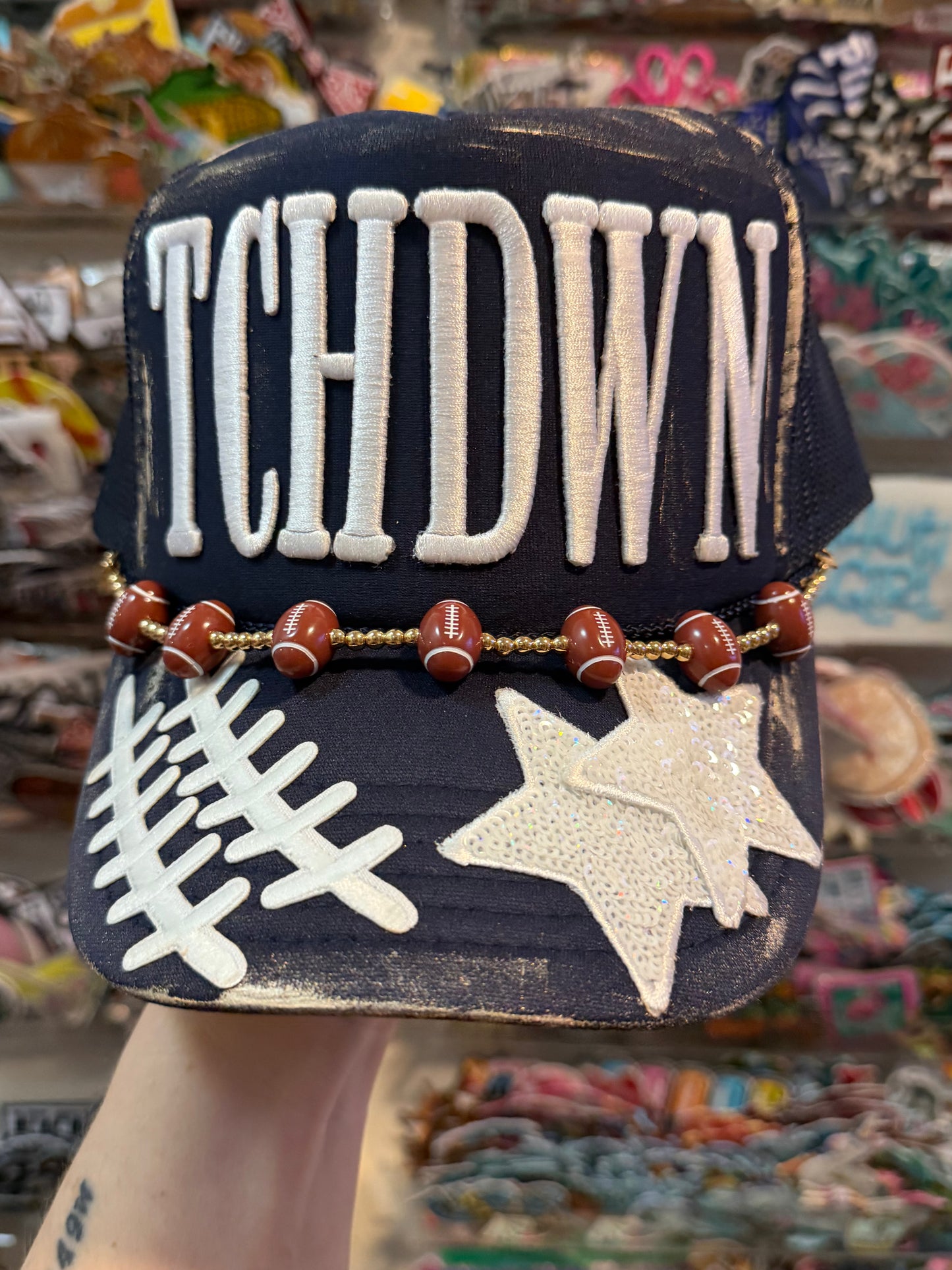 Blu Coconut Navy & White Football Trucker Hat