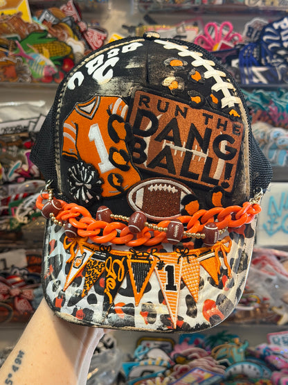Blu Coconut Black & Orange Football Trucker Hat