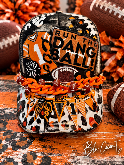 Blu Coconut Black & Orange Football Trucker Hat