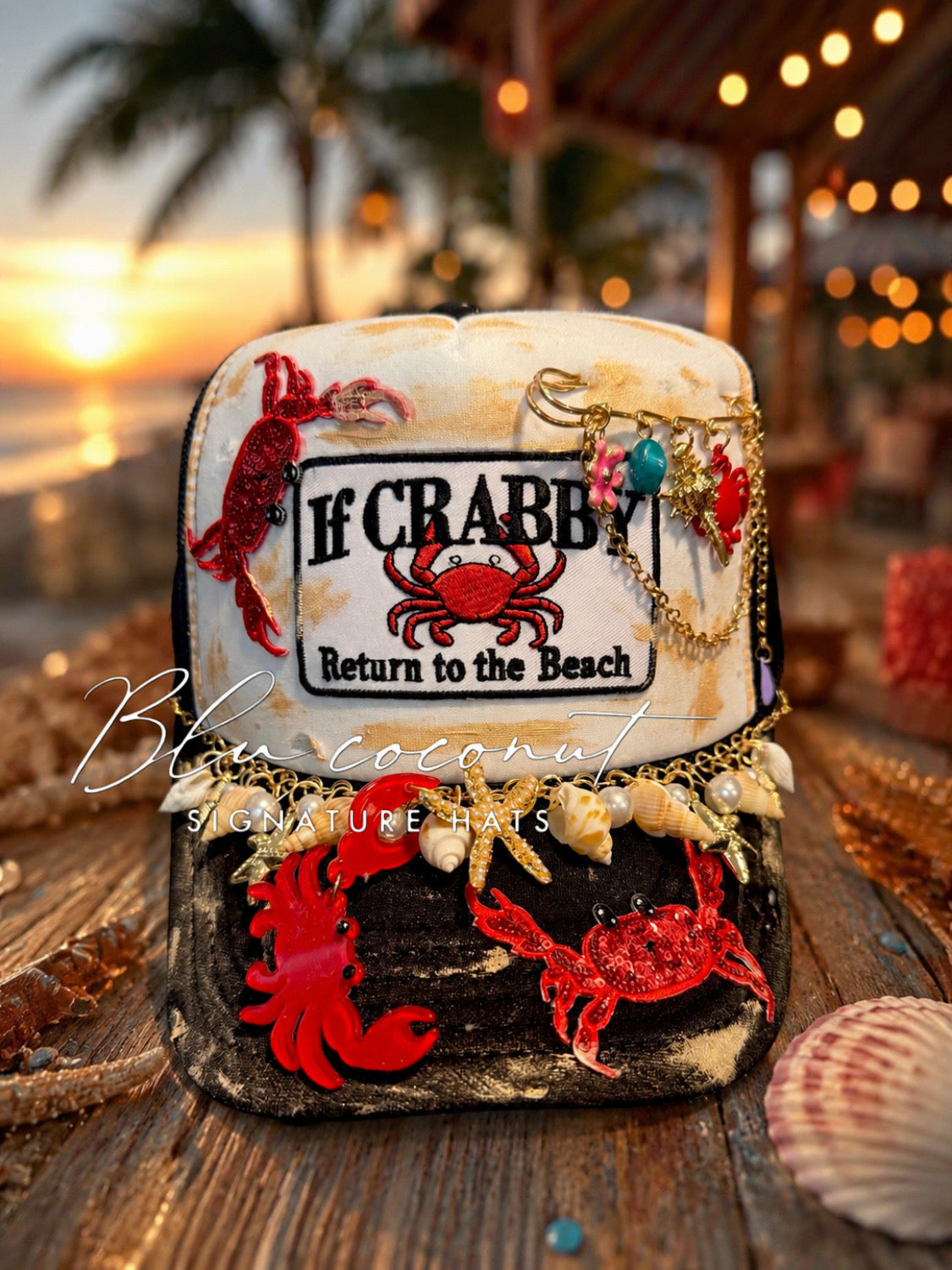 Blu Coconut Crabby Beach Trucker 🦀❤️