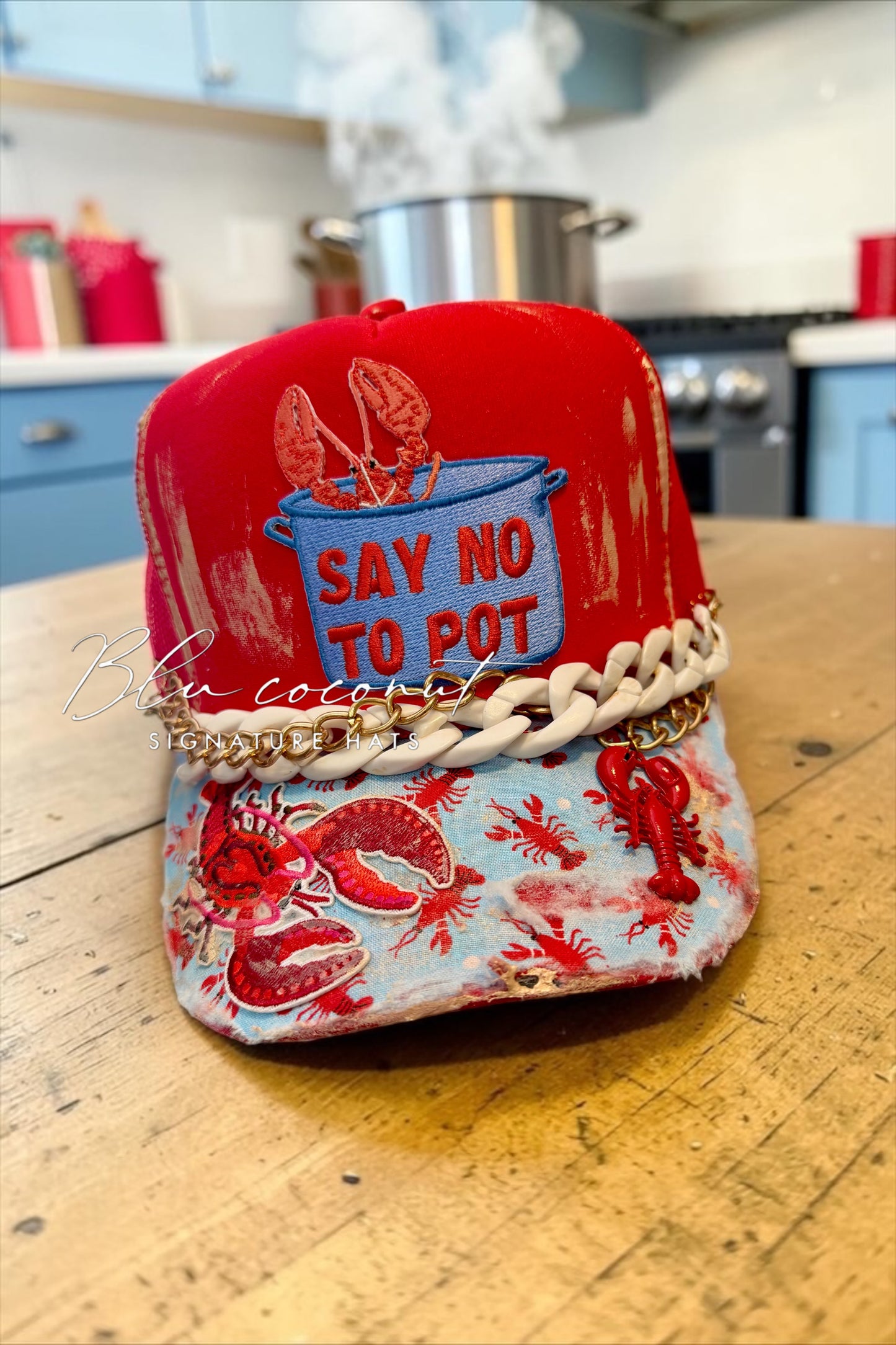 Blu Coconut “Say No To Pot” Lobster Trucker Hat 🔥🦞