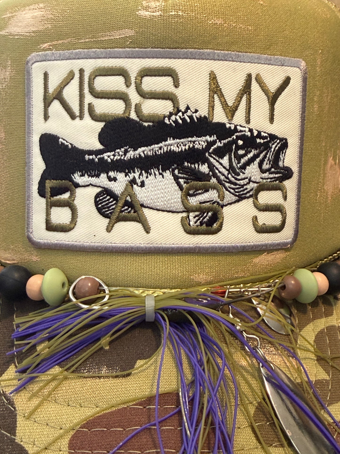 Blu Coconut 🎣 Kiss My Bass Camo Trucker Hat