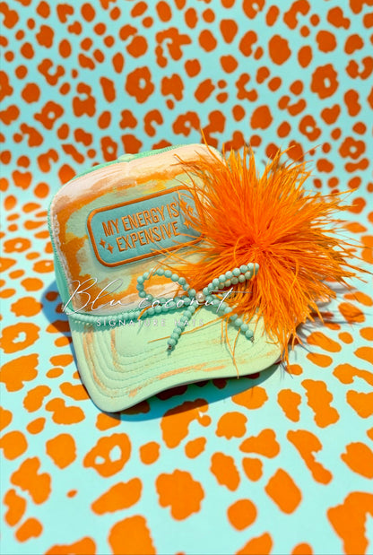 MY ENERGY IS EXPENSIVE Trucker Hat 🧡🩵