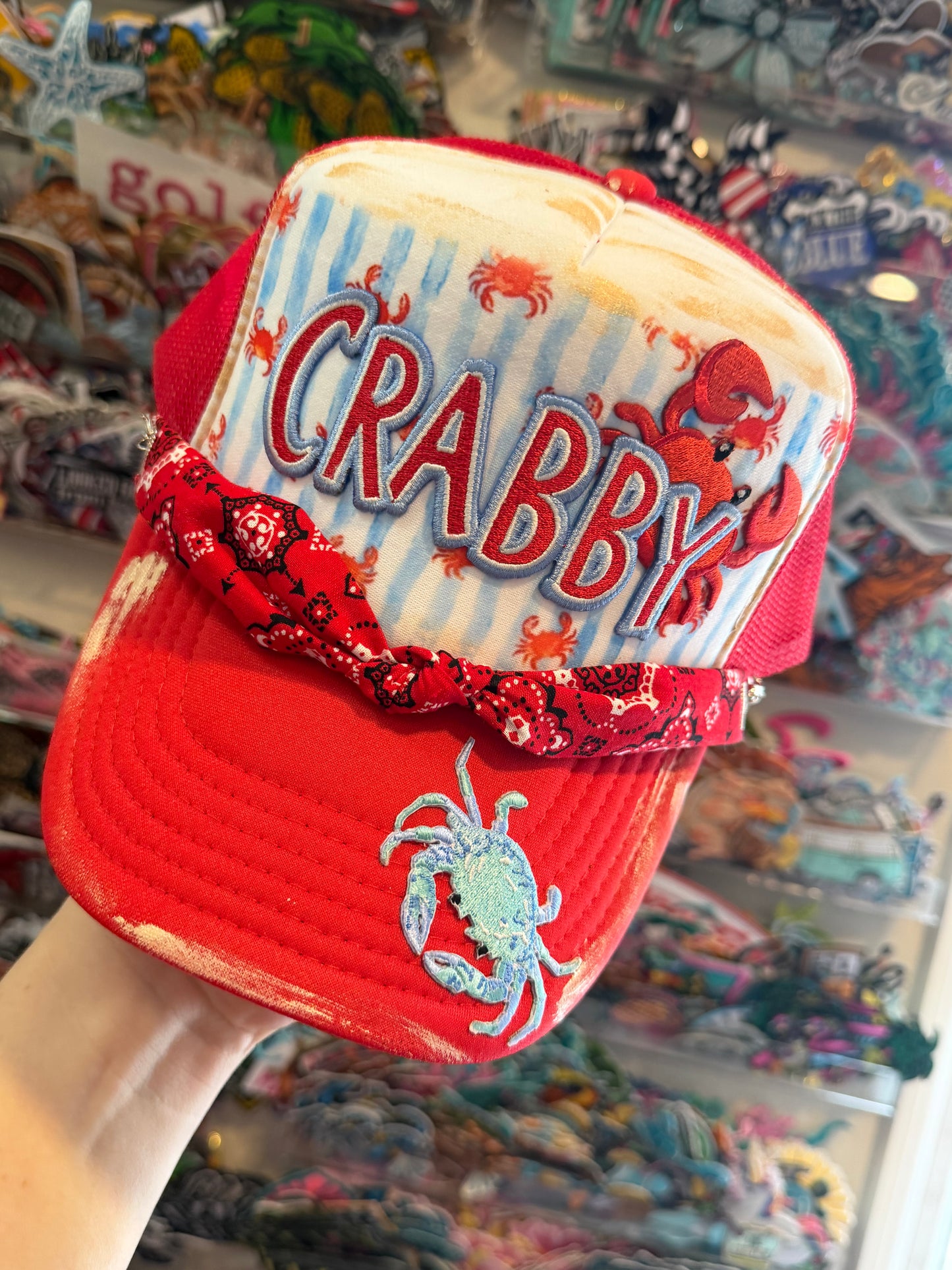 Blu Coconut Crabby Trucker Hat! 🦀☀️