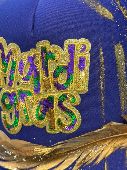 Blu coconut Mardi Gras Trucker