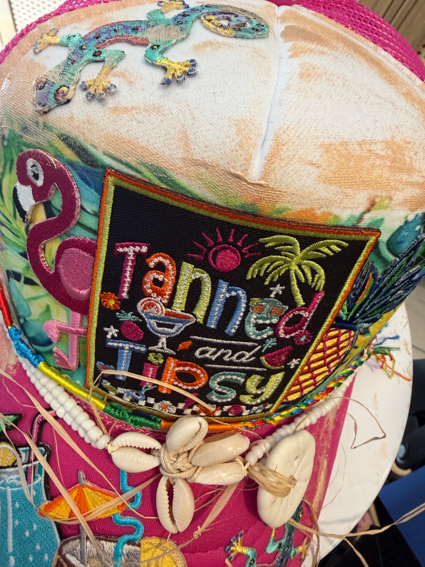 Blu Coconut Tanned and Tipsy” Trucker Hat