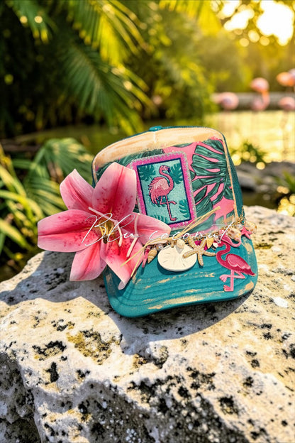 Blu Coconut Flamingo Trucker Hat