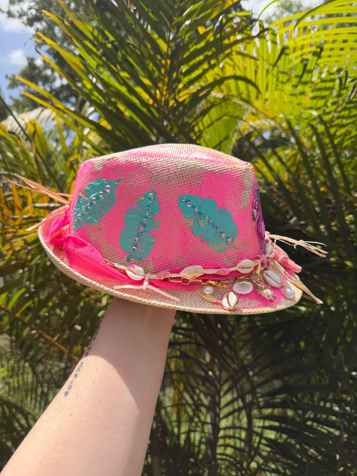Blu Coconut Flamingo Fling Fedora 🦩🌴🌺