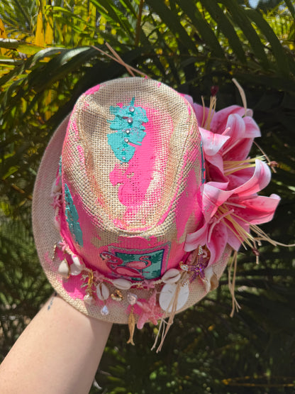 Blu Coconut Flamingo Fling Fedora 🦩🌴🌺