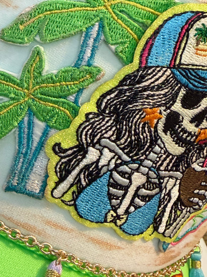 Blu Coconut Tropical Skeleton Sippin’ Trucker Hat 🍹☀️