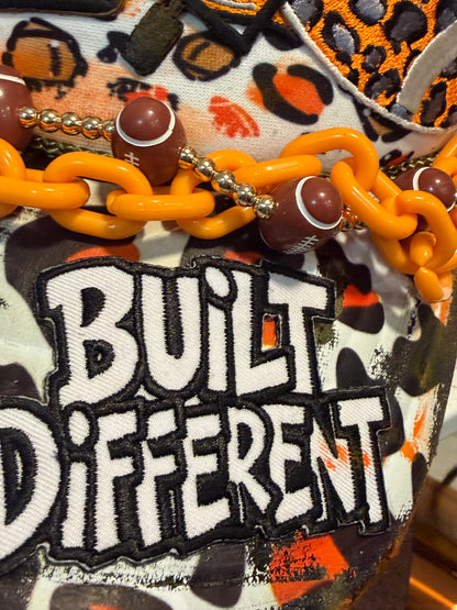 Blu Coconut Camo, white and orange run the dang ball trucker hat