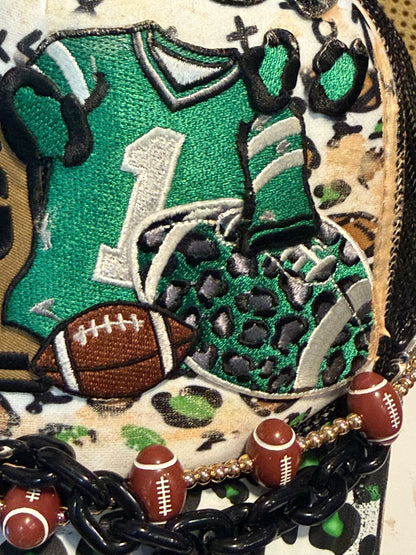 Blu Coconut Black, white and green football trucker hat