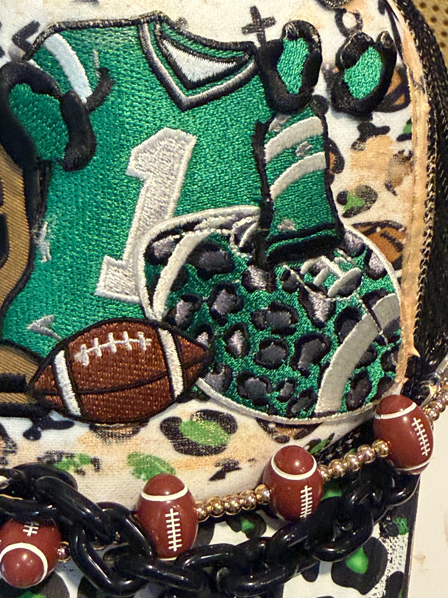 Blu Coconut Black, white and green football trucker hat