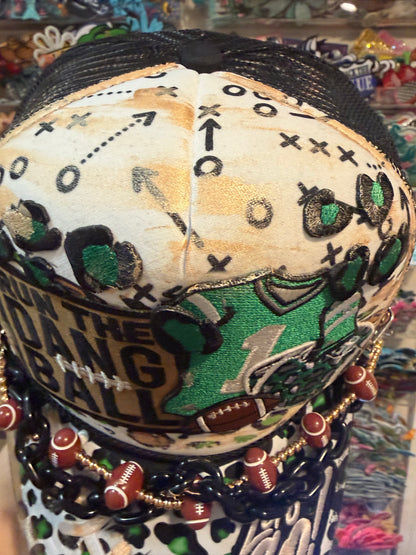 Blu Coconut Black, white and green football trucker hat
